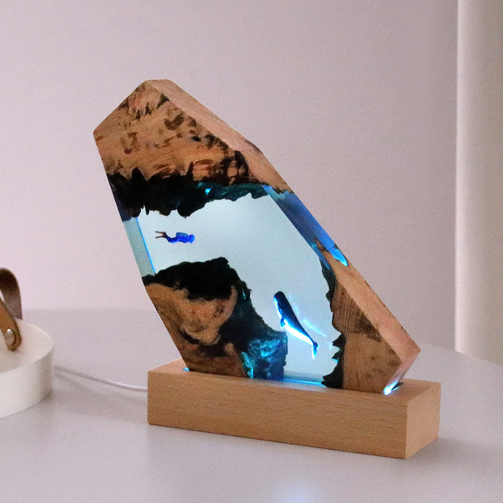 Resin Art For Wedding Gift - New Underwater Cave Whale Diver Home