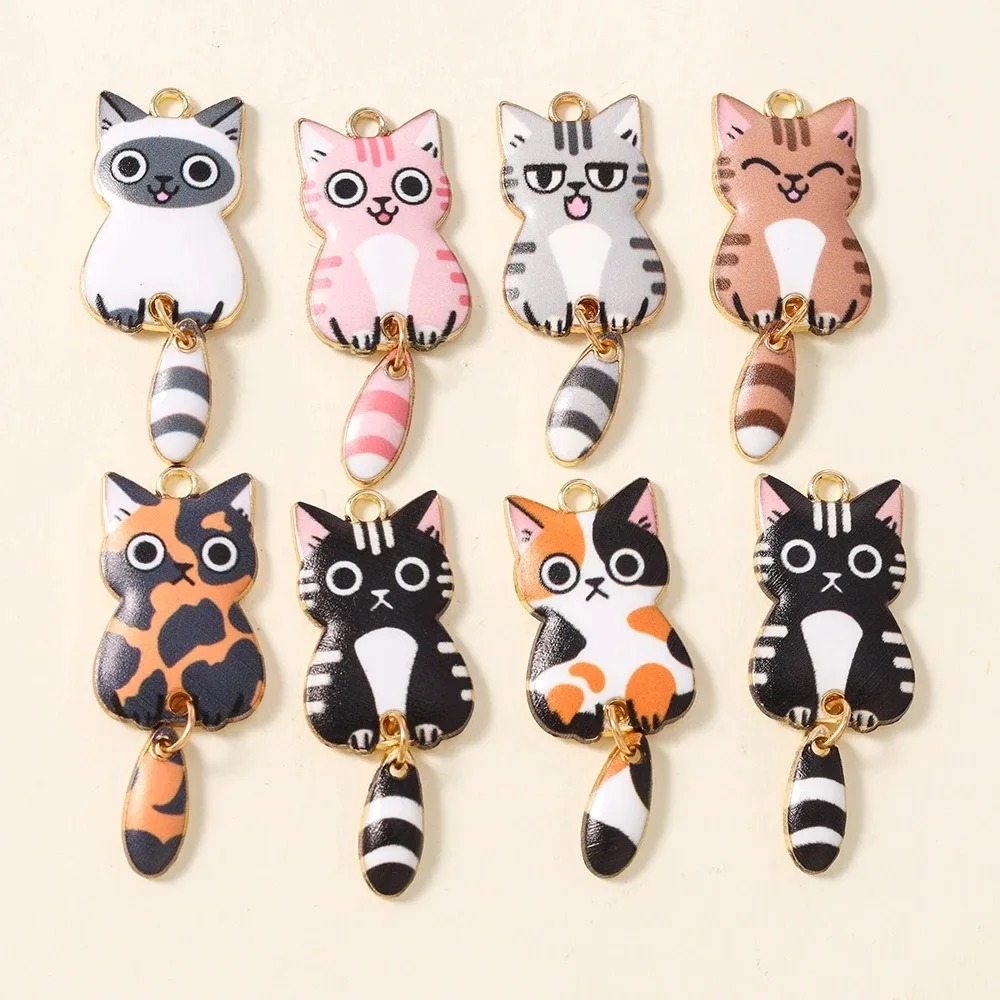 Resin Art For Sale - 10Pcs 16×39mm Cute Cartoon Cat Resin