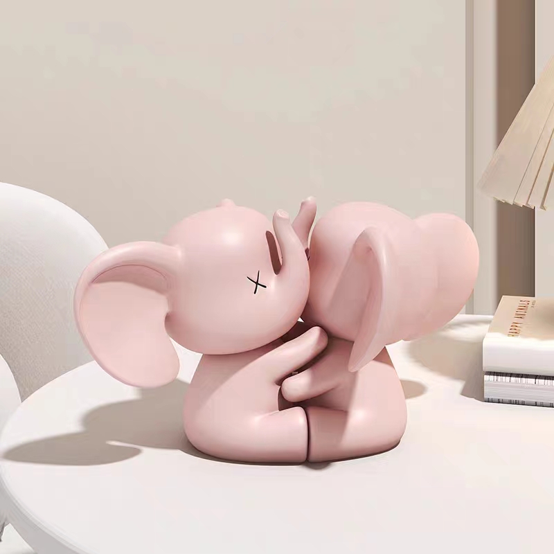 Resin Art For Wedding Gift - Elephant Hugging Ornaments Cartoon Pair Elephant