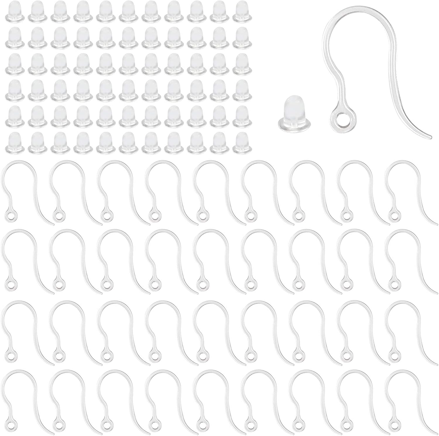 Resin Art For Sale - 40pcs Clear Plastic Earring Hooks Ear