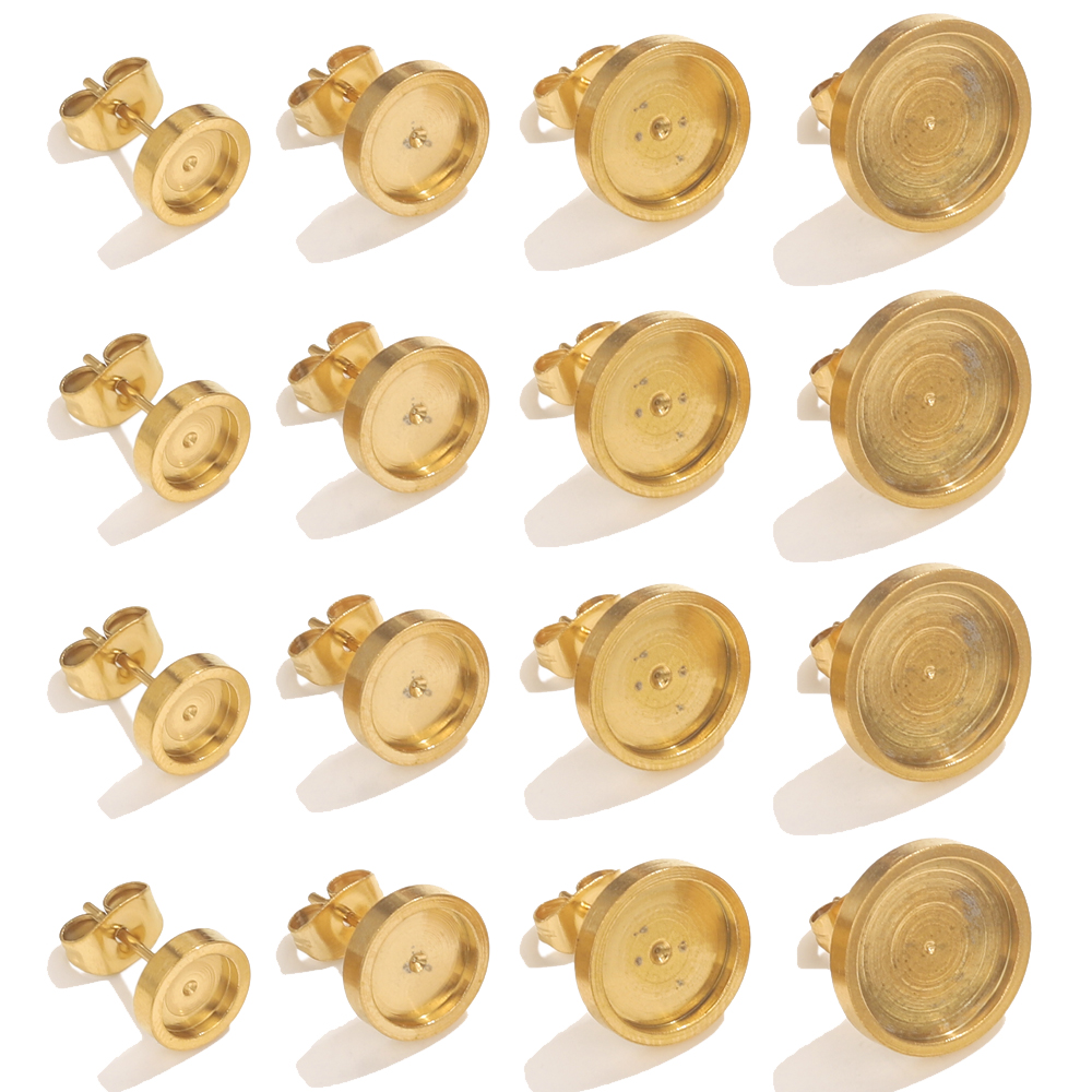 Resin Art For Sale - 10pcs Stainless Steel Gold Earring Stud