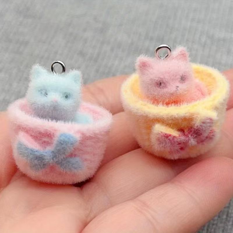 4pcs 3D plush resin cat pendan - Resin Art For Sale 评论和价格