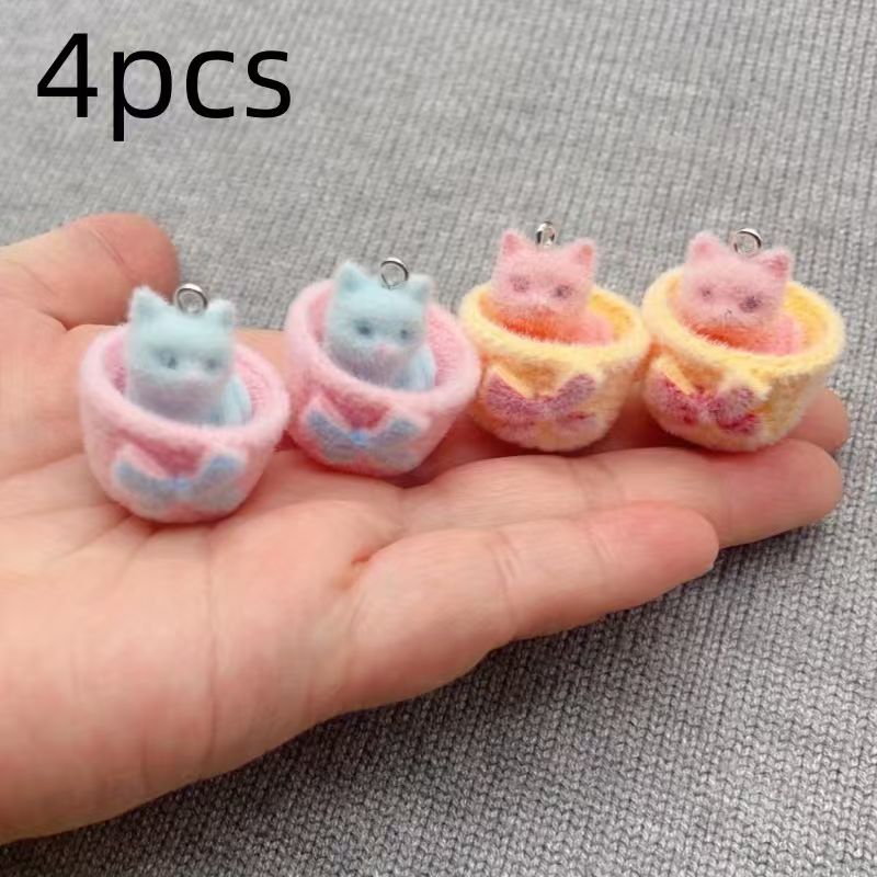 4pcs 3D plush resin cat pendan - Resin Art For Sale 评论和价格