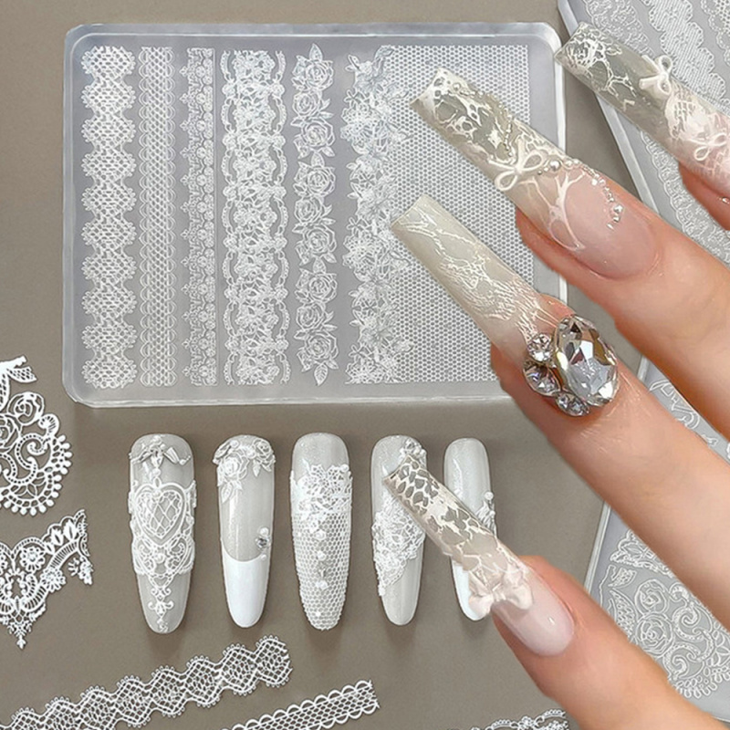1pc Lace 3D Silicone Nail Mold - Resin Art Template 评论和价格