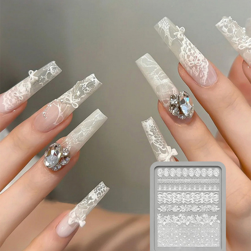 1pc Lace 3D Silicone Nail Mold - Resin Art Template 评论和价格
