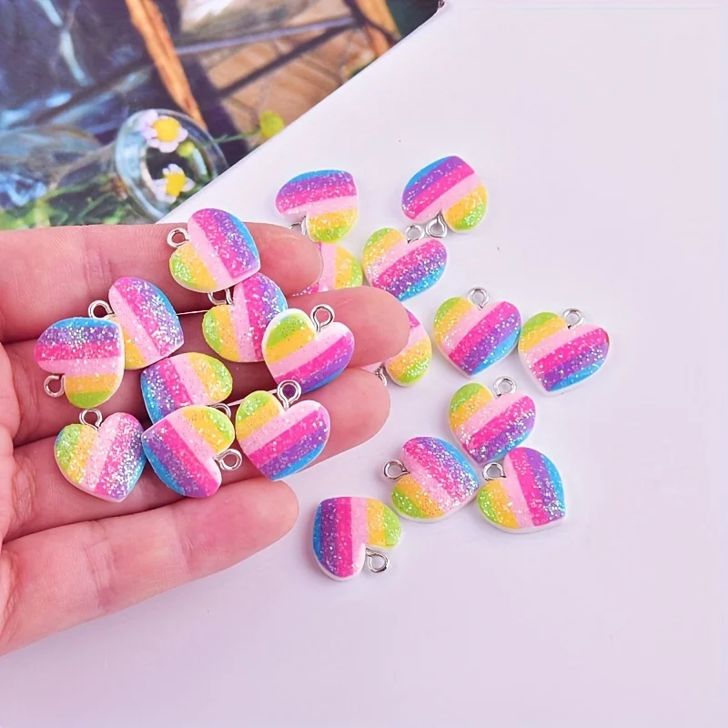 10Pcs Colorful Heart Resin Cha - Resin Art For Sale 评论和价格