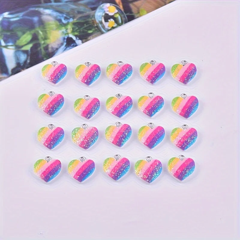 10Pcs Colorful Heart Resin Cha - Resin Art For Sale 评论和价格
