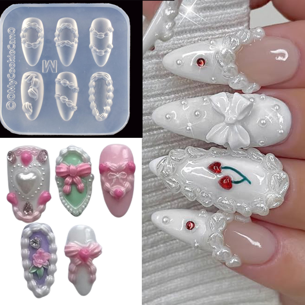 1pc 3D French Cream Nail Art S - Resin Art Template 评论和价格