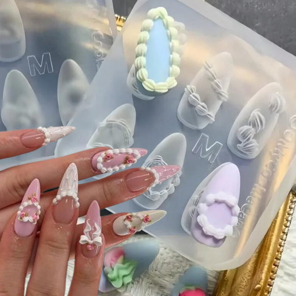 1pc 3D French Cream Nail Art S - Resin Art Template 评论和价格