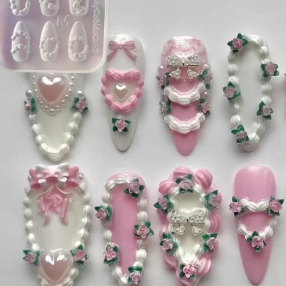 1pc 3D French Cream Nail Art S - Resin Art Template 评论和价格