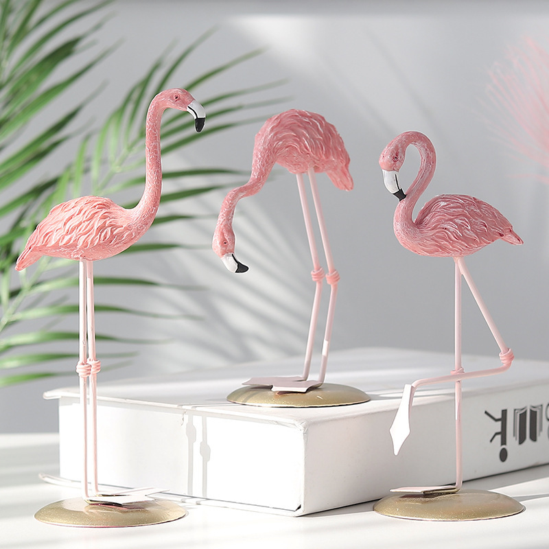 3PCS Pink Flamingo Figurines T - Resin Art For Wedding Gift 评论和价格