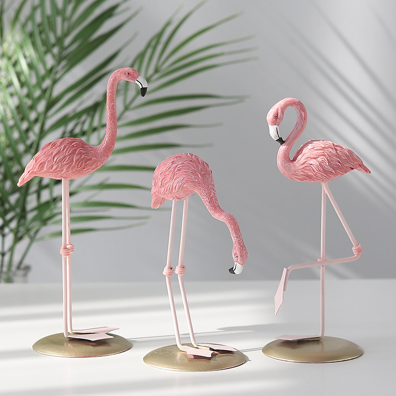 3PCS Pink Flamingo Figurines T - Resin Art For Wedding Gift 评论和价格