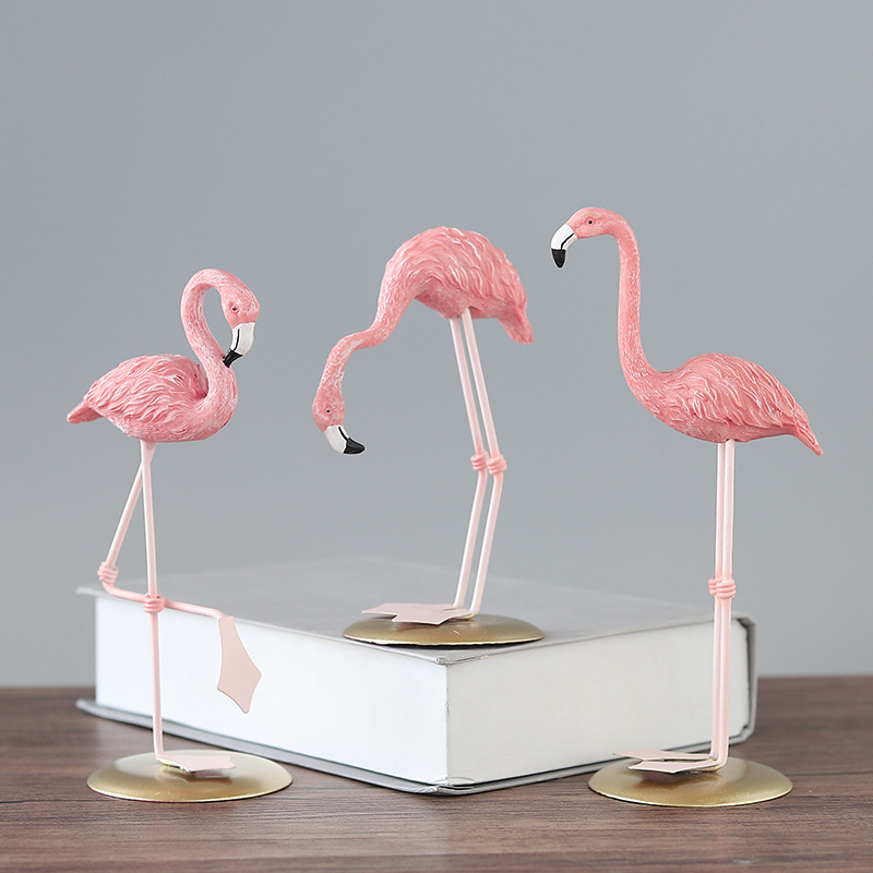 3PCS Pink Flamingo Figurines T - Resin Art For Wedding Gift 评论和价格