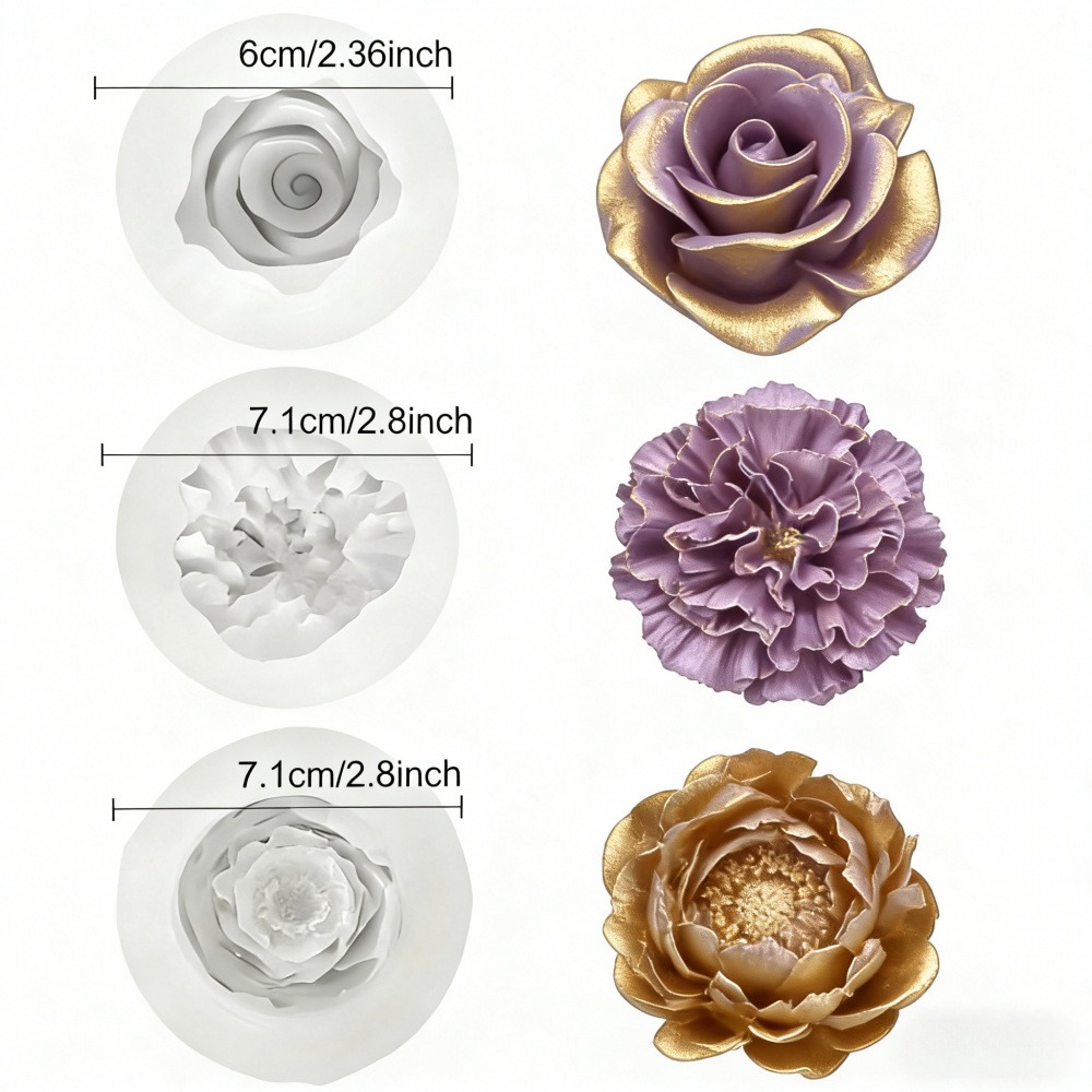 3-Piece Silicone Molds for Ros - Resin Art For Wedding Gift 评论和价格