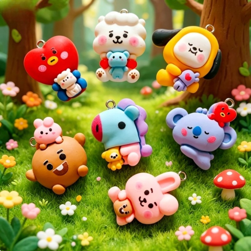 7pcs BT21 Resin Cartoon Charm  - Resin Art For Sale 评论和价格