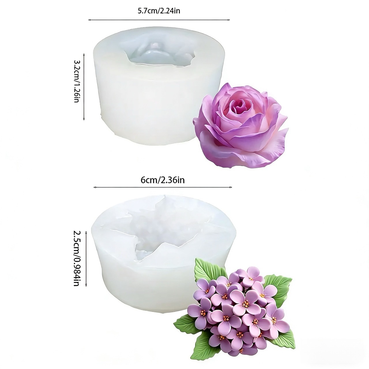 2-Piece 3D Rose and Lilac Sili - Resin Art For Wedding Gift 评论和价格