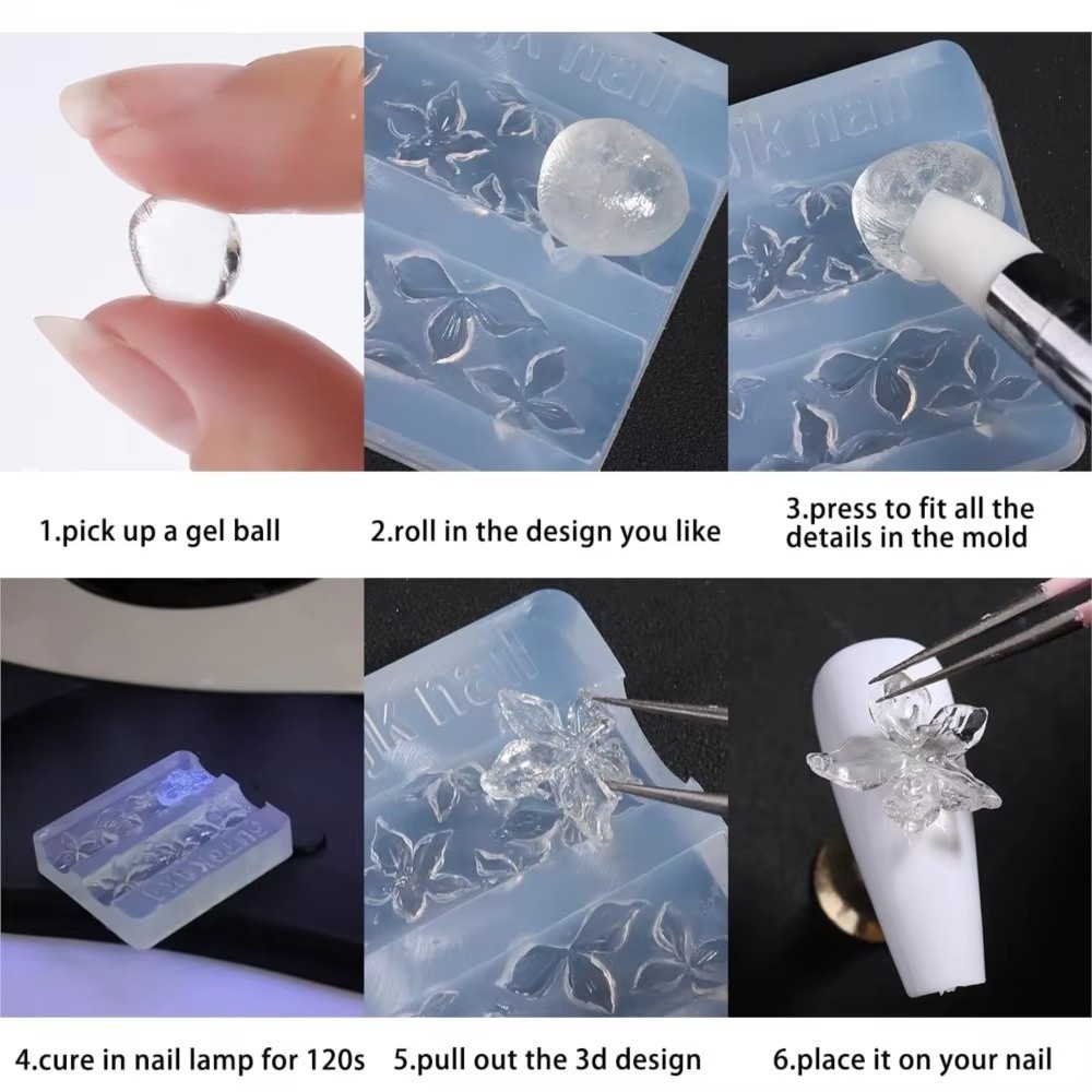 New 3Pcs/Set 3D Nail Mold Carv - Resin Art Template 评论和价格