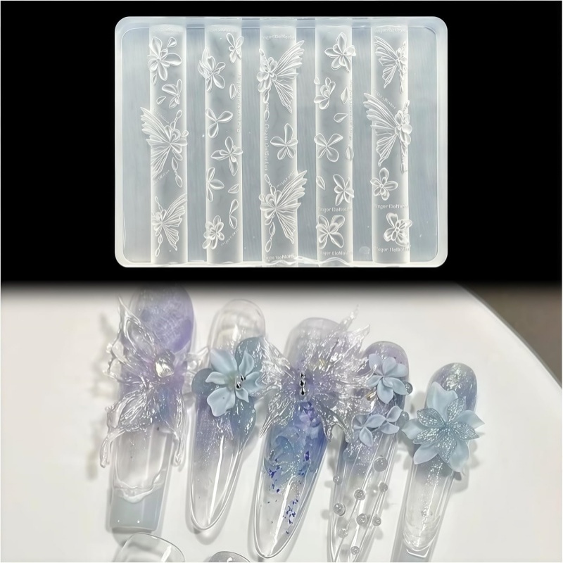 3D Butterfly Flower Gel Nail A - Resin Art Template 评论和价格