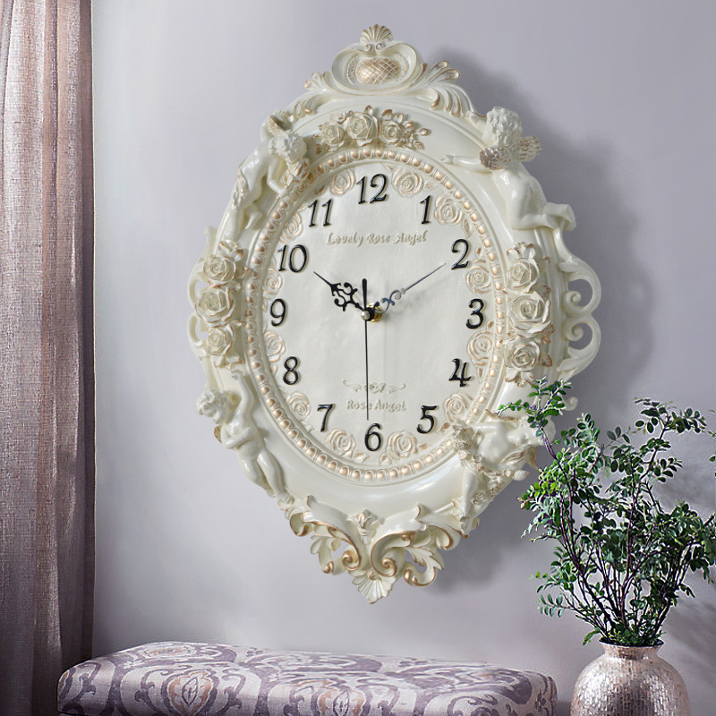 European Angel Wall Clock Livi - Resin Art Clock 评论和价格