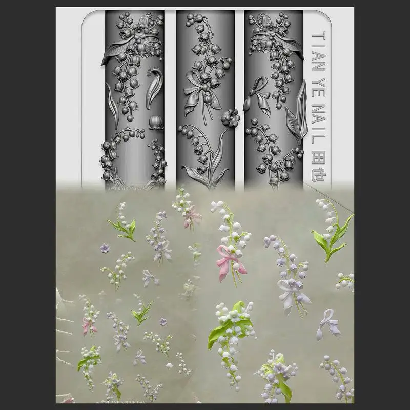 Flowers Series 3D Curved Nail  - Resin Art Template 评论和价格